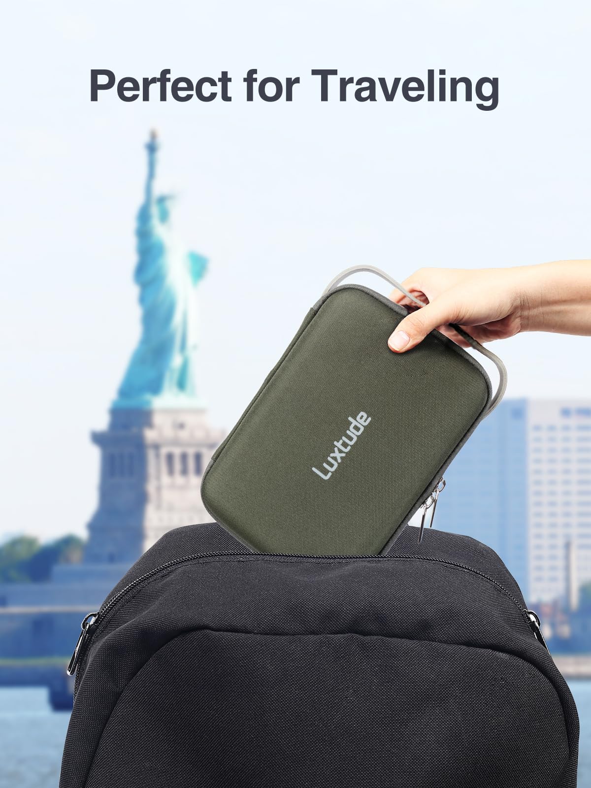Luxtude Electronic Organizer Travel Case, Portable Tech Organizers, Hard Shell Zipper Case for Electronics, Travel Essentials, Black (External Size 8.5 x 5.9 x 2.5 Inch)