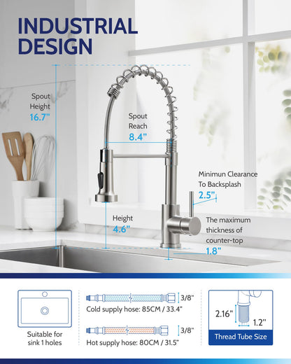Kitchen Faucet with Pull Down Sprayer, High Arc Single Handle Stainless Steel Kitchen Sink Faucet with Sprayer for Rv Camper, Matte Black