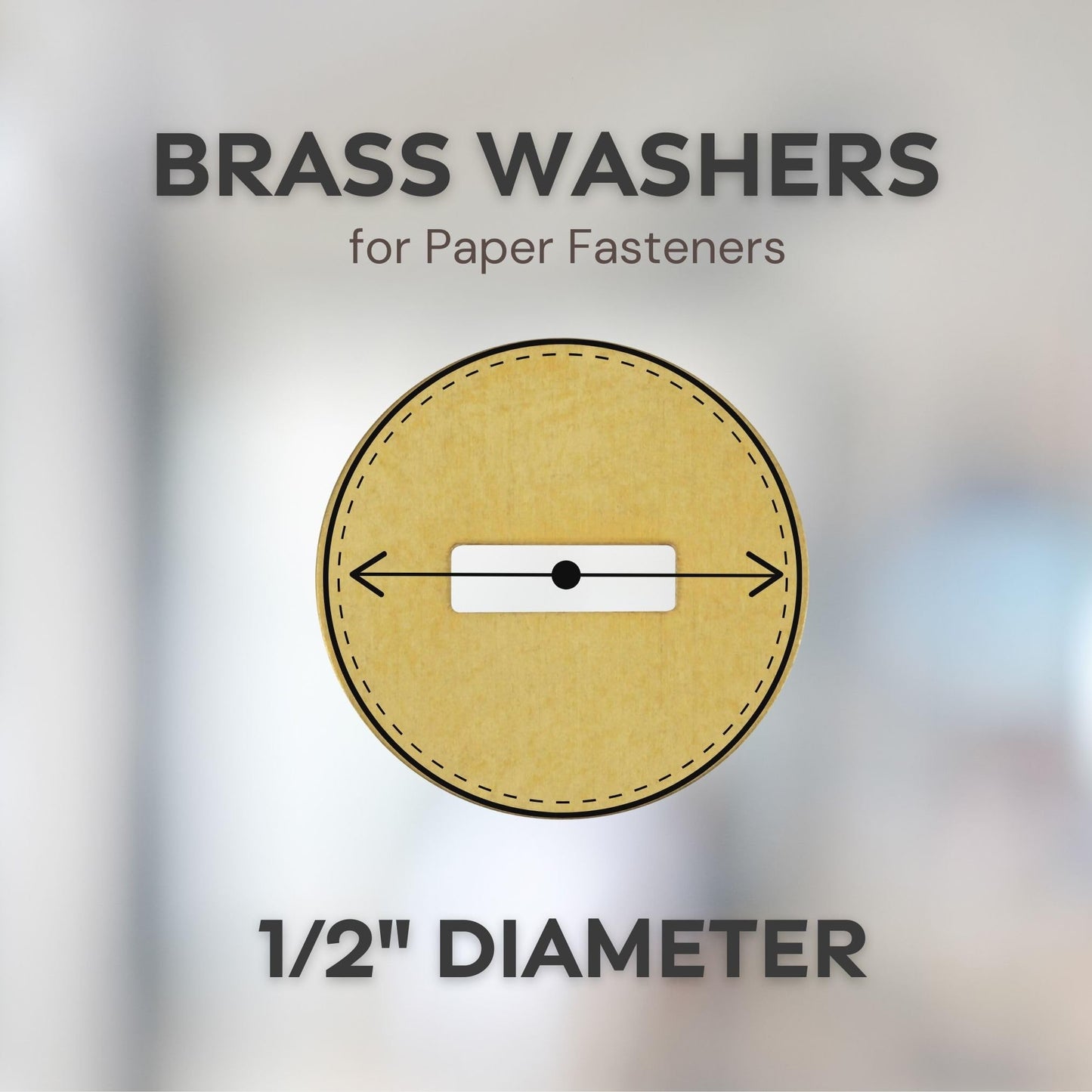 Officewerks Brass Washers for Paper Fasteners, 1/2 Inch Slotted Brass Gold-Plated Round Metal Brads for Scrapbooking, Crafts, Making DIY, and More (Gold Washers - 100 Pack)