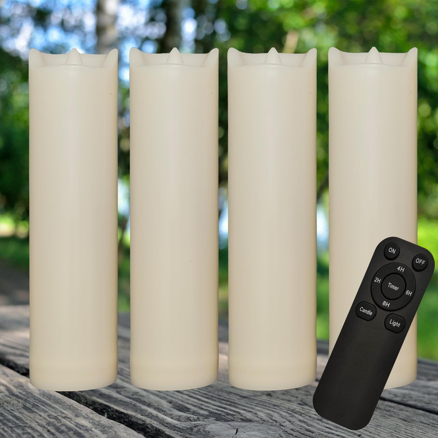 iZAN 4 Pack Flameless Battery Operated LED Pillar Candles with Remote Outdoor Waterproof Flickering Decorative Lights for Halloween Christmas Home Kitchen Décor Wedding Party Event Decorations 2”x7”