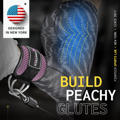 FIGHTECH Ankle Straps - Cable Machine Attachment - Padded Ankle Cuffs for Glute Kickbacks and Leg Workouts (Lavender/Classic)