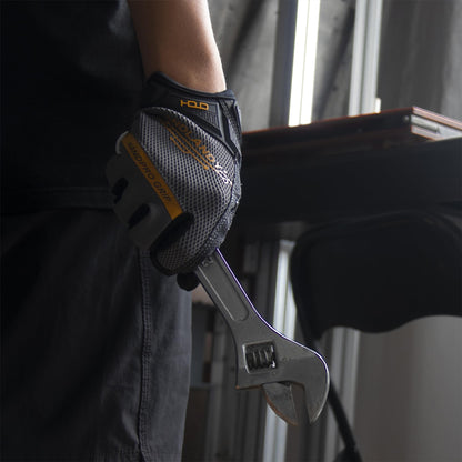 HANDLANDY Work Gloves with Grip for Men & Women, Mechanic Working Gloves Touchscreen, Flexible & Breathable Thin Work Gloves (Large, Grey)