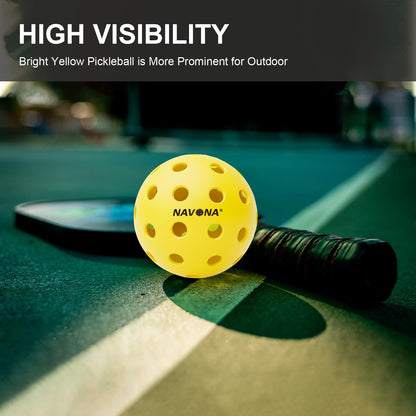 Navona 48 Pack Premium 40-Holes Outdoor Pickleball Balls, Meet USAPA Official Requirement, Perfectly Balanced, High Bounce True Flight, Durable Outdoor Pickleball Set