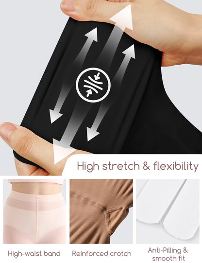 SKIDREAM 3 Pack Girls Ballet Tights 50D Ultra Soft Opaque Footed Stockings
