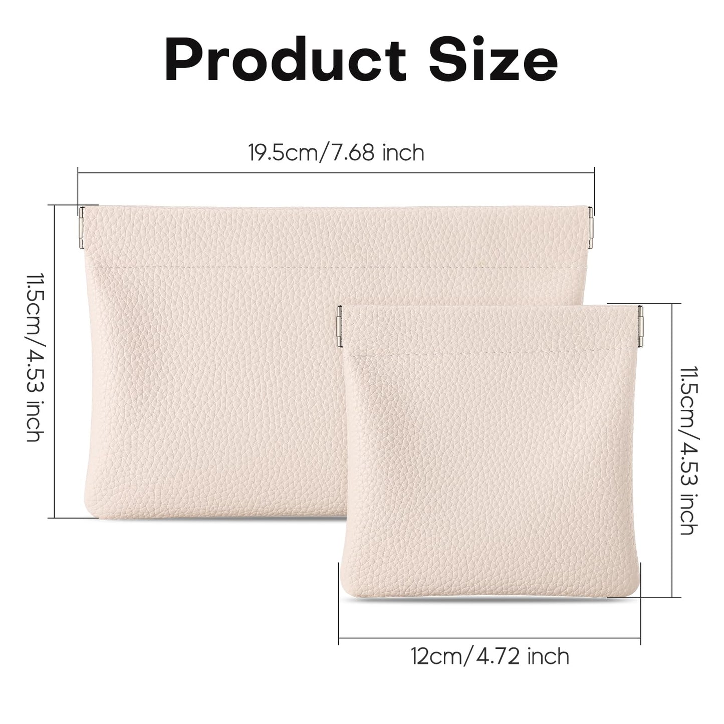 Sightor Leather Pocket Cosmetic Bag for Purse, 2 Pack Small Makeup Bag for Women Coin Purse Lipstick Cosmetic Accessories Organizer Travel Cosmetic Pouch (Creamy)