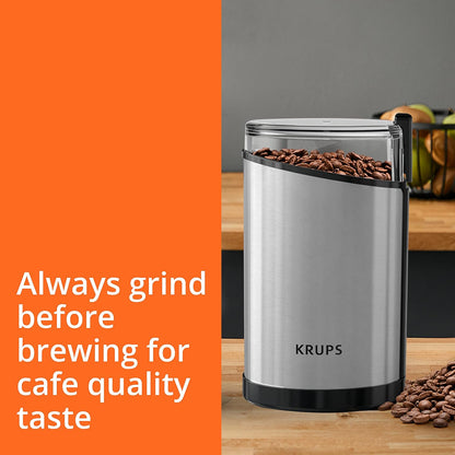 KRUPS Precision Electric Coffee Grinders, 3 oz Capacity, 200W Motor, Stainless Steel Blades for Uniform Grinding of Beans, Herb and Nuts, Coffee and Spice Grinder Electric, (Black)