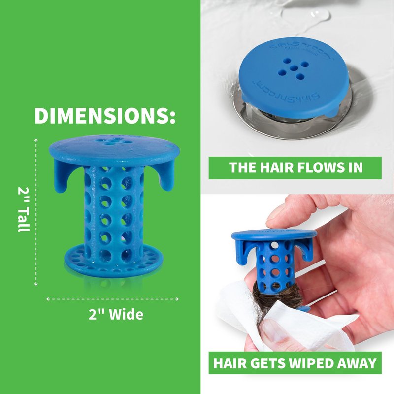 SinkShroom SSBLU988 Sink Drain Protector Hair Catcher/Strainer/Snare, Blue