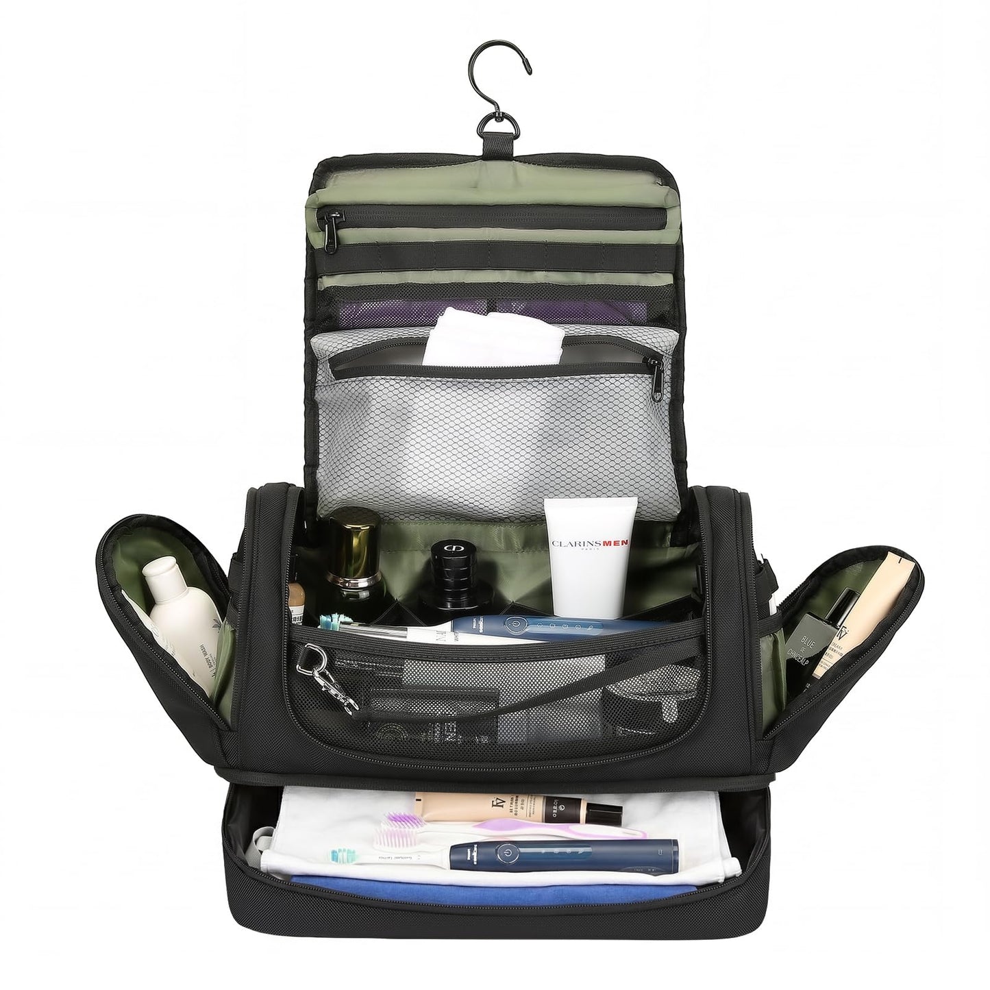 TANGCORLE Toiletry Bag for Men, Handing Travel Toiletry Organizer Protable Water Ressistant Bathroom Shaving Bags for Toiletry Accessories, Travel Essentials, Black(Empty Bag)