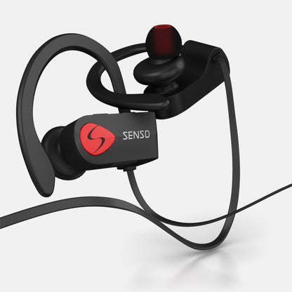 SENSO Bluetooth Headphones, Best Wireless Sports Earbuds w/Mic IPX7 Waterproof HD Stereo Sweatproof Earphones for Gym Running Workout Noise Cancelling Earphones Earbuds Noise Cancelling Headsets