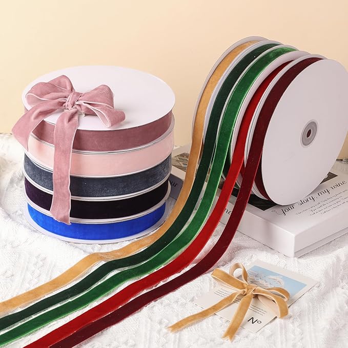 Coffee Velvet Ribbon 2" x 20Yd,Great for Gift Wrapping,Hair Bows Making, Wreaths,Wedding and Christmas Party Decoration (Coffee 2")