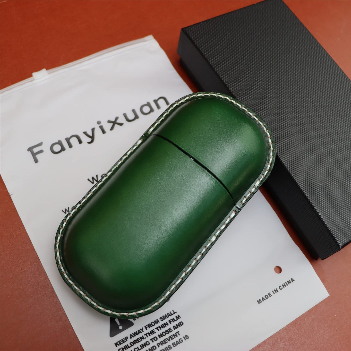 Fanyixuan Leather Glasses Case Cowhide Vintage Men And Women Nearsighted Glasses Sunglasses Travel Anti-Crush Storage Box (Green)
