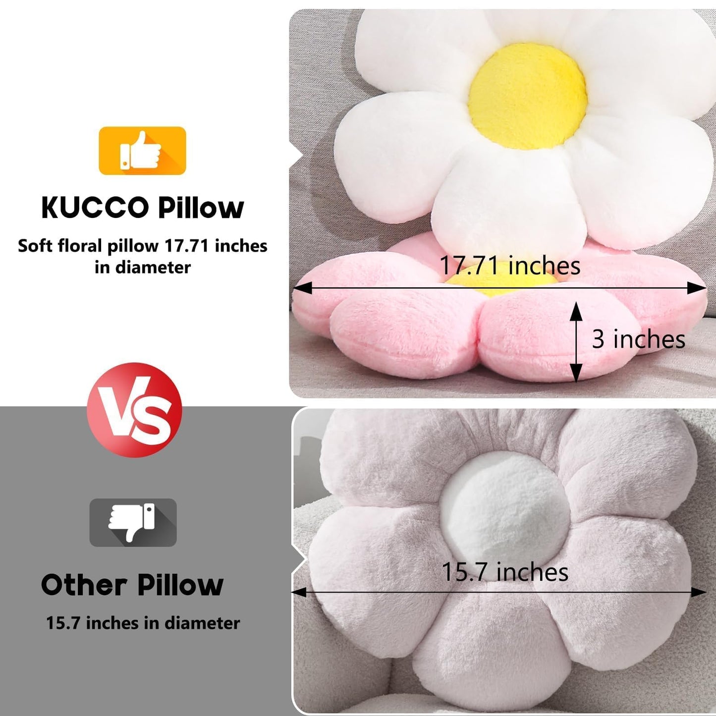 Flower Throw Pillows, 17.7 Inch Sage Green Flower Shaped Decorative Pillows, Soft Daisy Plush Pillows Seat Cushion & Floor Pillow for Bed, Chair, Sofa, Home Decor Gifts