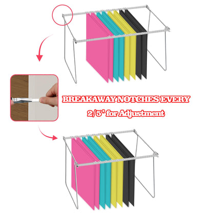 Heavy Duty Steel Hanging File Frame,Letter Size Hanging File Folder Frame,Adjustable Length 11" to 18",2 Packs(Without Folders)