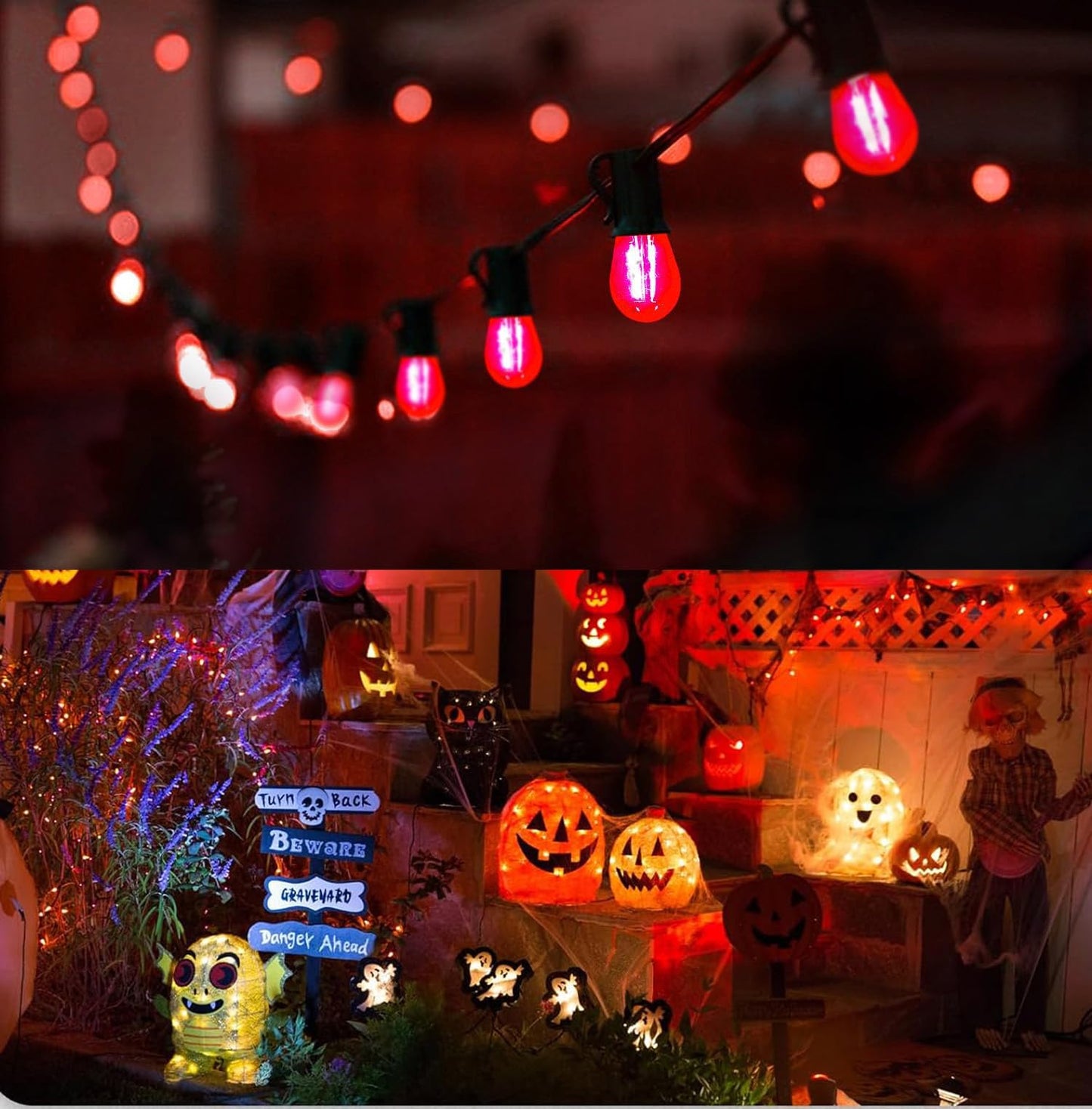 Sxminer 15 Pack S14 LED Bulbs Red Christmas Replacement Bulb 2W S14 Outdoor LED String Light Bulbs E26 Base Edison Bulb Plastic Shatterproof Decorative Bulbs for Home Patio Party Christmas Decor
