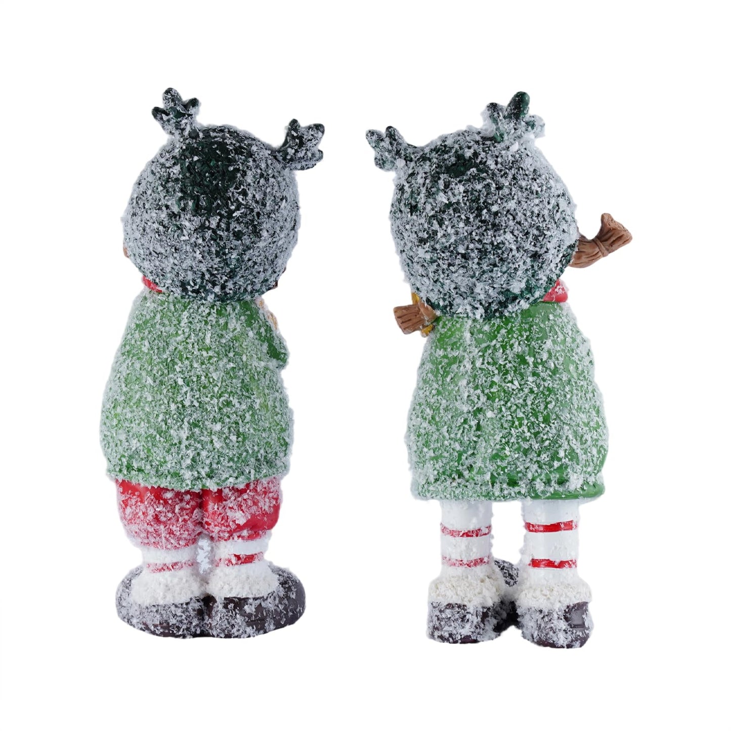 Brizoria Charming Winter Figurines Set of 2 Christmas Boy and Girl Statues Cute Kids Resin Holiday Figurines Winter Decorations Indoor for Home Mantel and Shelf Decor, 9"