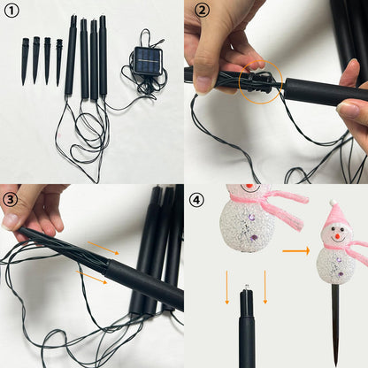 Taoushuleng Christmas Pink Snowman Pathway Lights, Solar Powered Snowman Light with 4 Stakes with 8 Lighting Modes for Pathway, Winter Yard, Garden Decor (Pink Snowman)