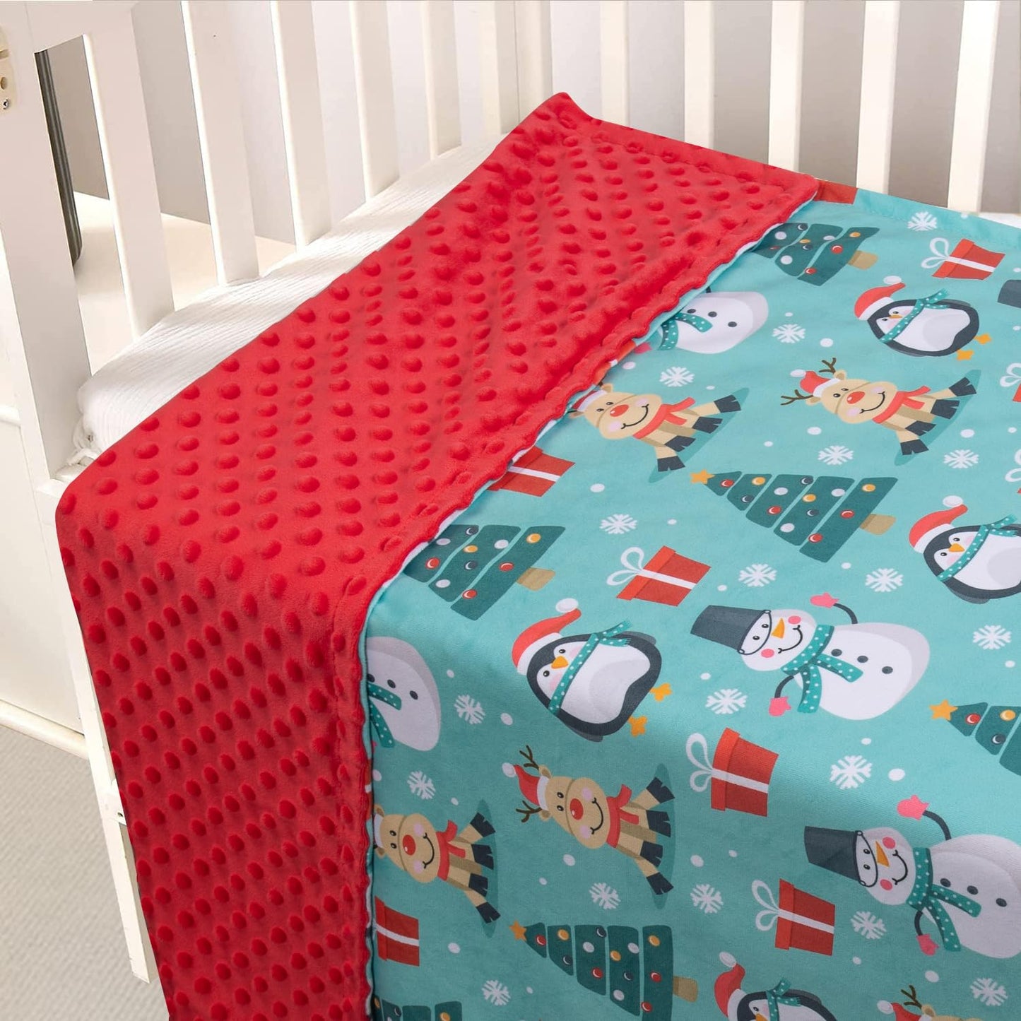 Donsonny Baby Blanket for Boys Girls Soft Minky with Double Layer Dotted Backing, Cartoon Printed 30 x 40 Inch Receiving Blanket (Christmas Snowman)