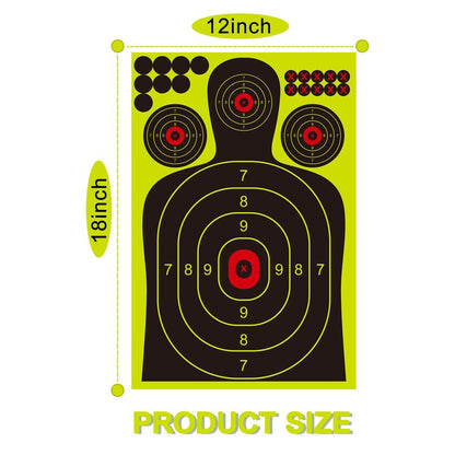 Rsgift 25 Packs Splatter Targets for Shooting,12x18 Inch Adhesive Shooting Targets with Repair Pasters,Reactive Fluorescent Yellow Shooting Targets for Outdoor Indoor Shooting Practice