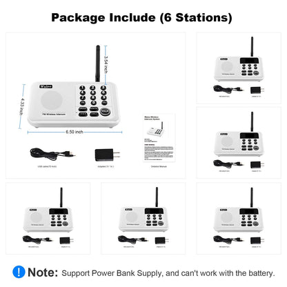 Wuloo Intercoms Wireless for Home 5280 Feet Range 10 Channel 3 Code, Wireless Intercom System for Home House Business Office, Room to Room Intercom, Home Communication System (4 Units Set, Black)