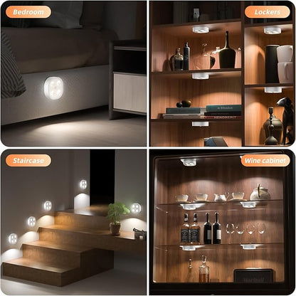 6PCS Motion Sensor Step Light, Rechargeable Puck Lights, Stair Lights Indoor with 3 Colors Temper, Magnet Stick on Light for Closet, Hallway, Stairway, Bathroom, Bedroom, Kitchen