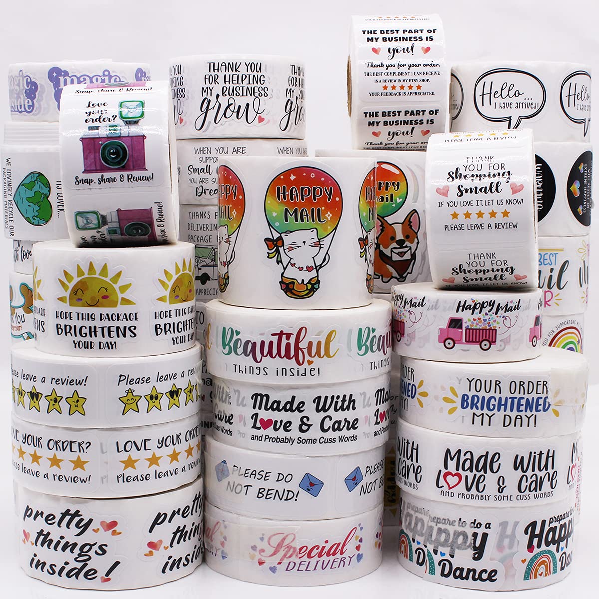 Muminglong 1.5 Inch Our Packing Materials Are Lovingly Reused Sticker, Thank You, Reused Box, Recycling Label, Love Shaped Earth, Handmade, Packaging, 500 PCS