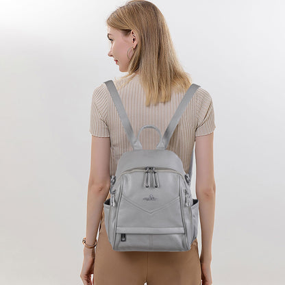 Angel Kiss Small Backpack Purse for Women,Soft Vegan Leather Roomy Backpacks,Designer Ladies Shoulder Backpack Fashion Handbag with Removable Strap,Grey