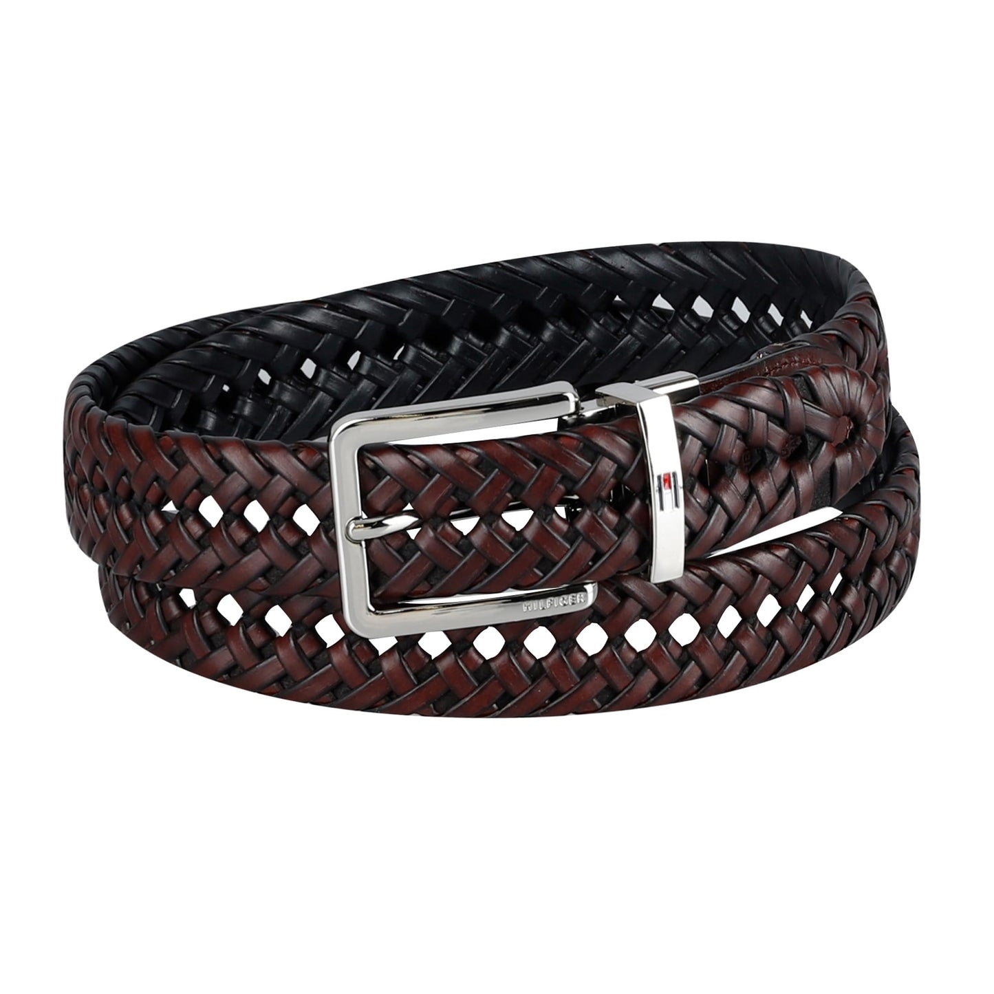 Tommy Hilfiger Men’s 2‑in‑1 Reversible Braided Leather Belt, Fully Adjustable Casual & Dress Style, Black/Brown
