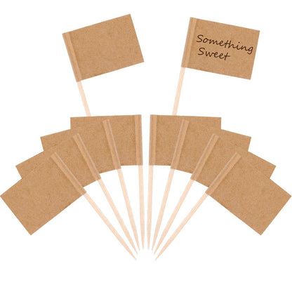 Pangda 100 Pieces Blank Toothpick Flags Cheese Markers Food Labels for Party Buffet Cheese Labels for Charcuterie Board Food Board Accessories Flag Toothpicks for Appetizers