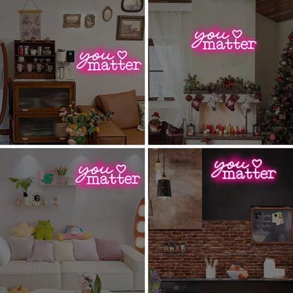 You Matter Neon Sign for Wall Decor, Positive Affirmation Art, Classroom Office Decor, Gift for Teacher, Encouraging Light, Pink Led Light for Bedroom, Club, Gifts For Birthday, Christmas Party Girls Gift