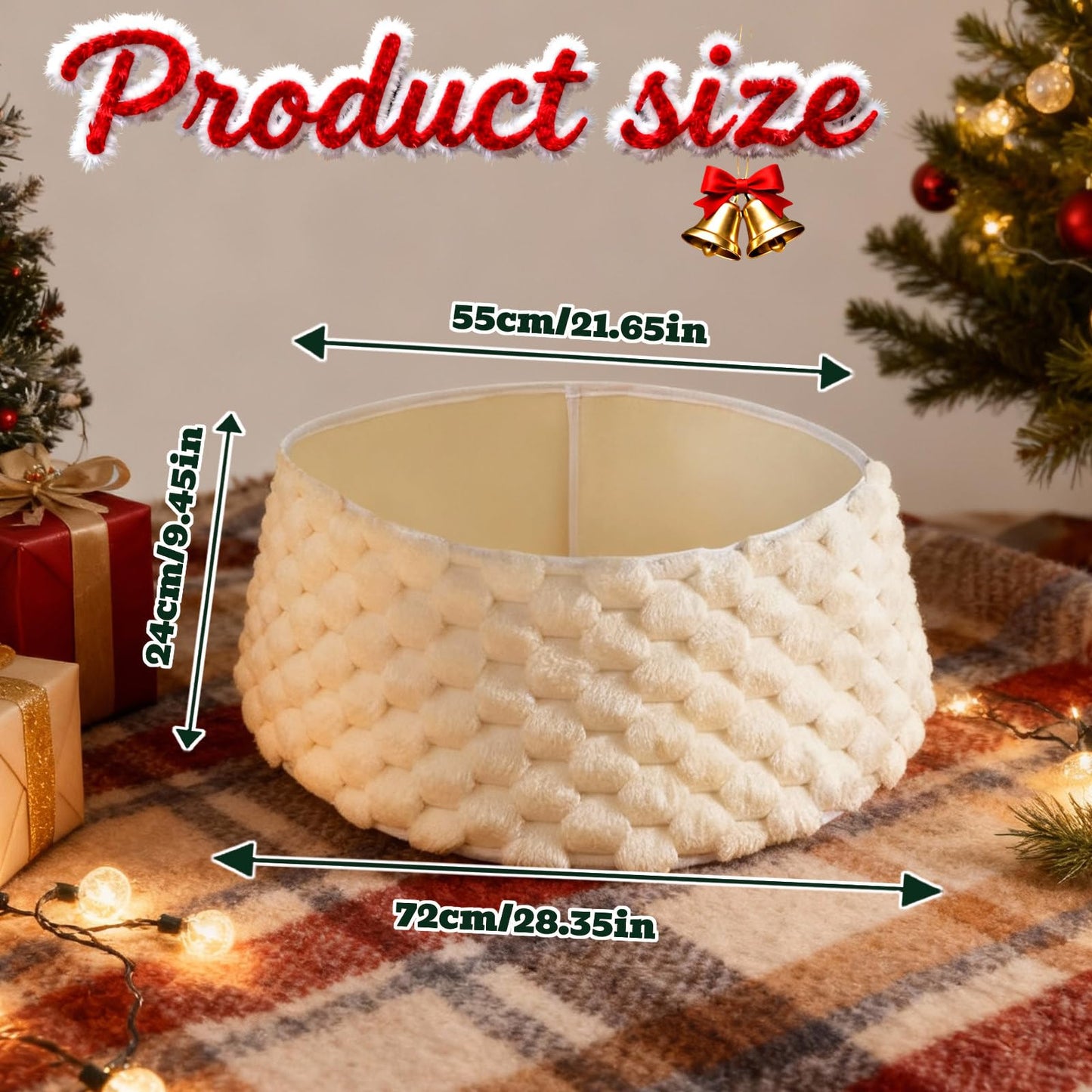 Christmas Tree Collar for Artificial Trees White Faux Fur Plush Large Ring Soft Boho Christmas Tree Skirt for Holiday Decorations Home Decor