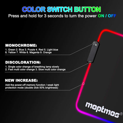 RGB Gaming Mouse Pad Anime Dragon Mousepad Mat LED with 15 Lighting Modes for Computer 31.5 X 12 Inch (Red)