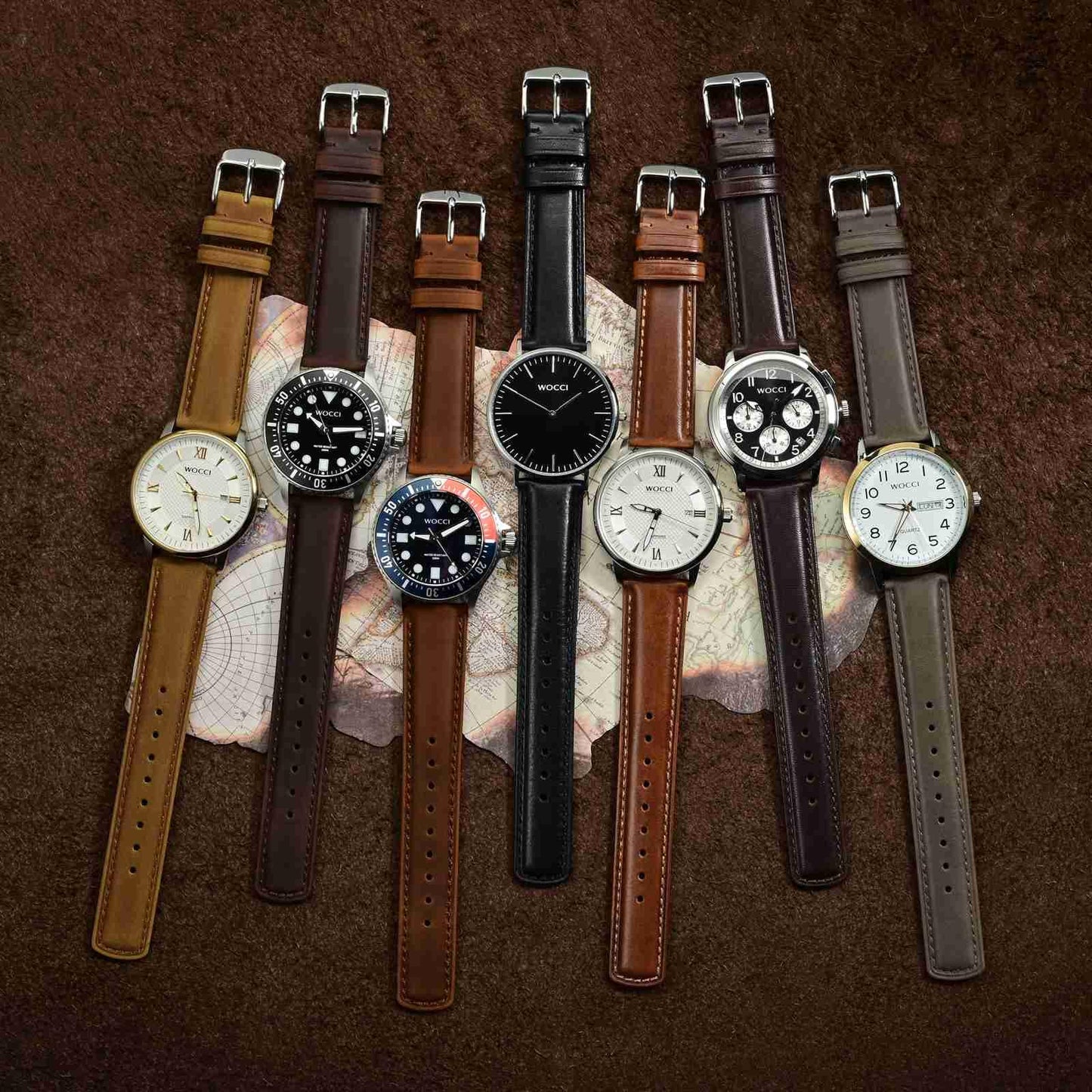 WOCCI 20mm Watch Band for Men and Women, Genuine Leather - Top Grain Leather, Quick Release Strap, Golden Buckle (Golden Brown)