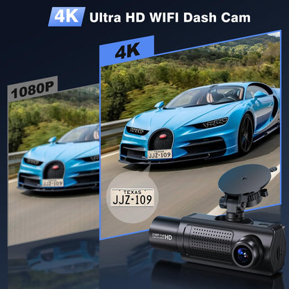 Miden X5 4K WiFi Dash Cam Front and Rear Inside, 2160P+1080P+1080P FHD 3 Channel Dash Camera for Cars, 360° All Sides Dashcam, Free 64G SD Card, G-Sensor, WDR, Night Vision, 24H Parking Monitor