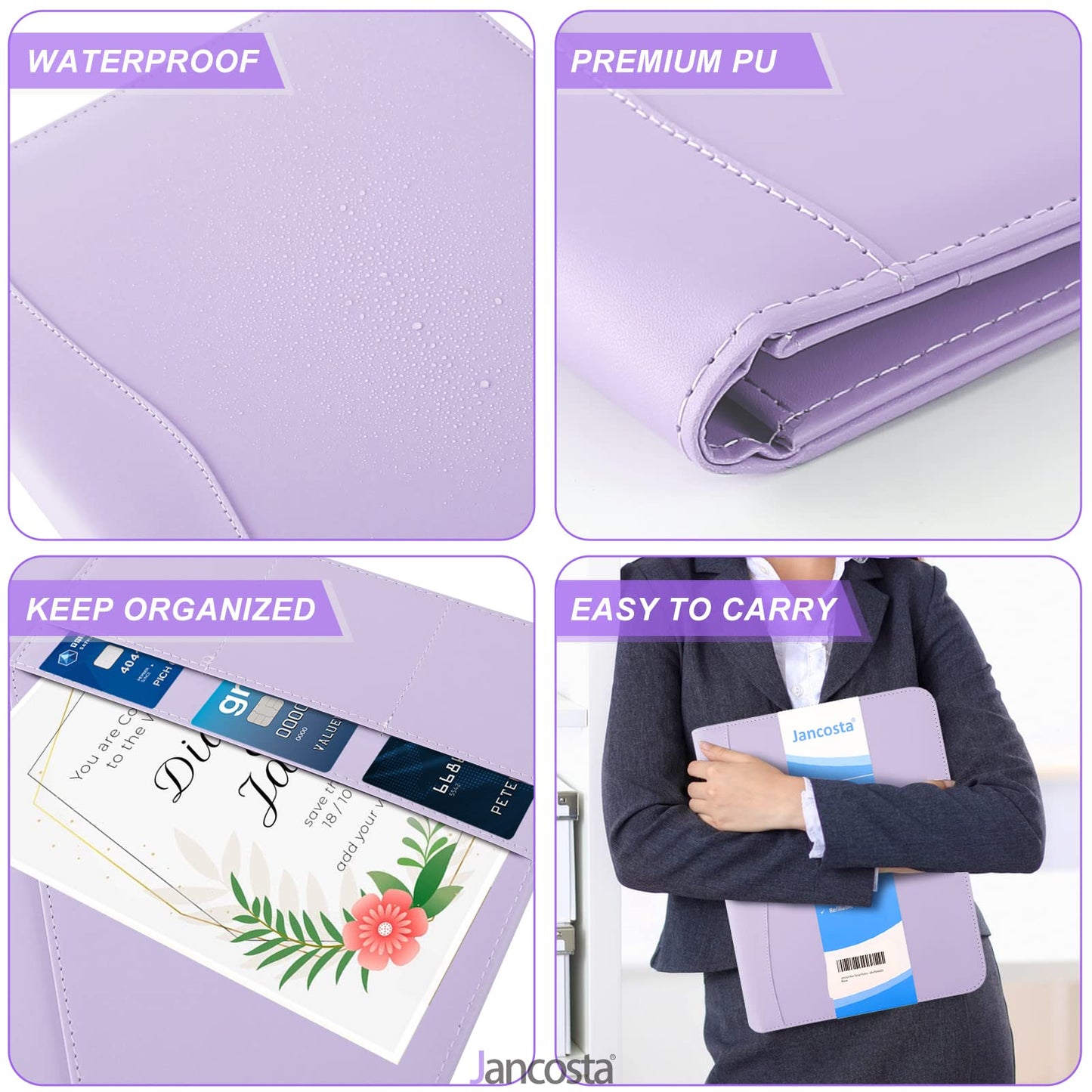 5 Pack Business Padfolio Portfolio Binder, Faux Leather Folio Folder, Resume Legal Document Organizer with Letter Size Writing Notepads (New Lilac/Light Purple 5 Pack)