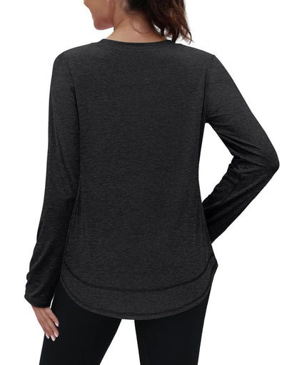 Womens Workout Tops Long Sleeve Swim Shirt Rash Guard Athletic Tops Ropa Deportiva para Mujer‌ Running Loose Fit Exercise Beach Vacation Lightweight Sweatshirt Black M