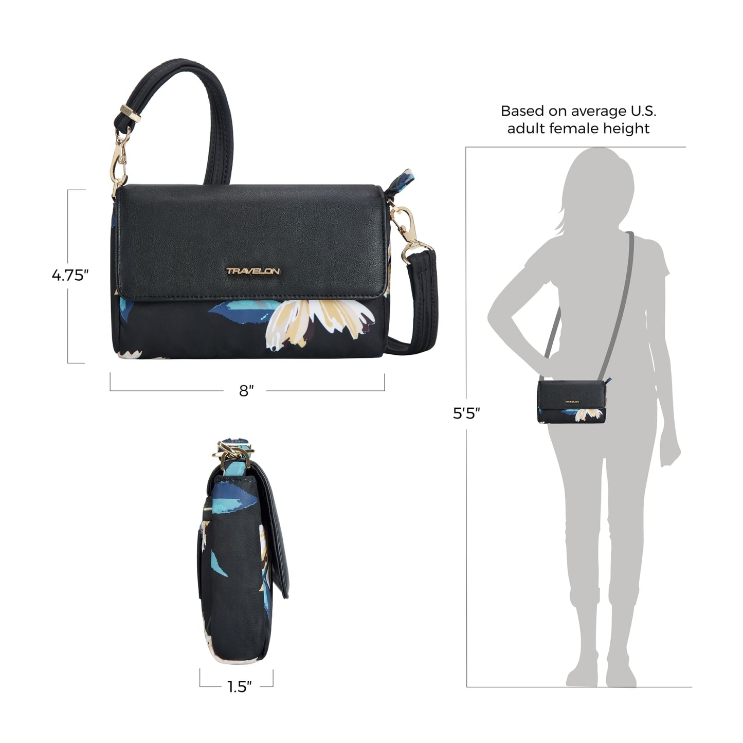 Travelon Addison-Anti-Theft-Convertible Crossbody/Belt Bag