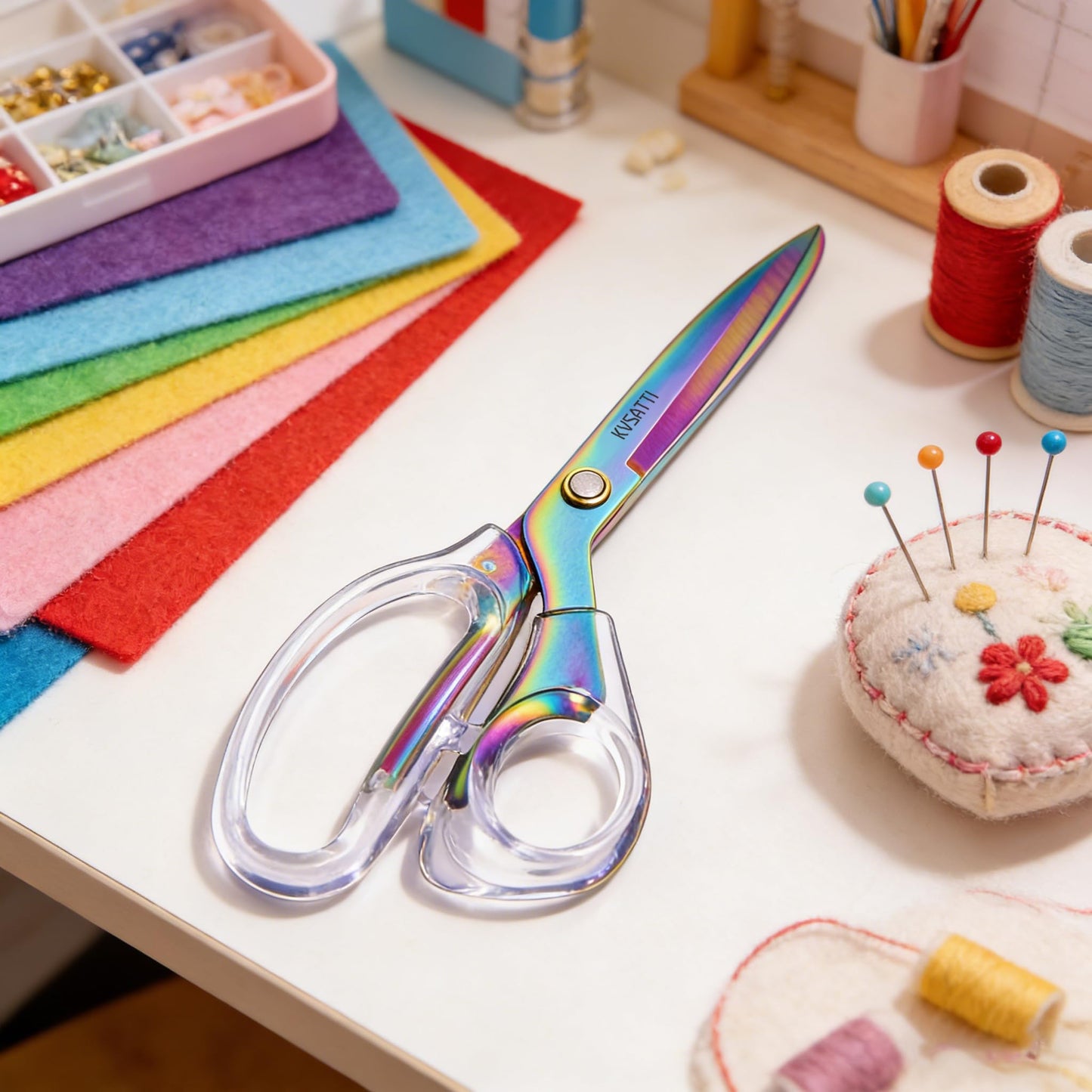 9"Office Scissors for Desk,Craft Scissors,Sharp Titanium Coated Stainless Steel Blades, for Art School Supplies and Daily Family Use/Colour
