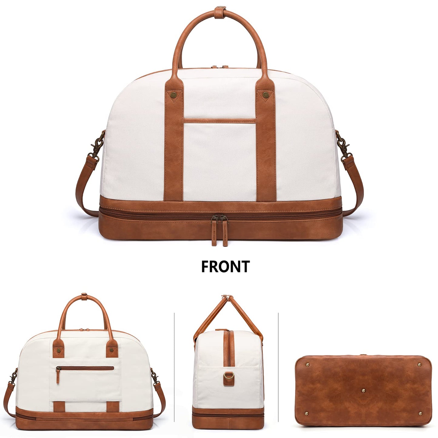 Weekender Bag for Women, Canvas Overnight Duffle Tote Bag, Carry on Travel Tote With Shoe Compartment, Perfect for Travel/Daily Use/Birthday Gift