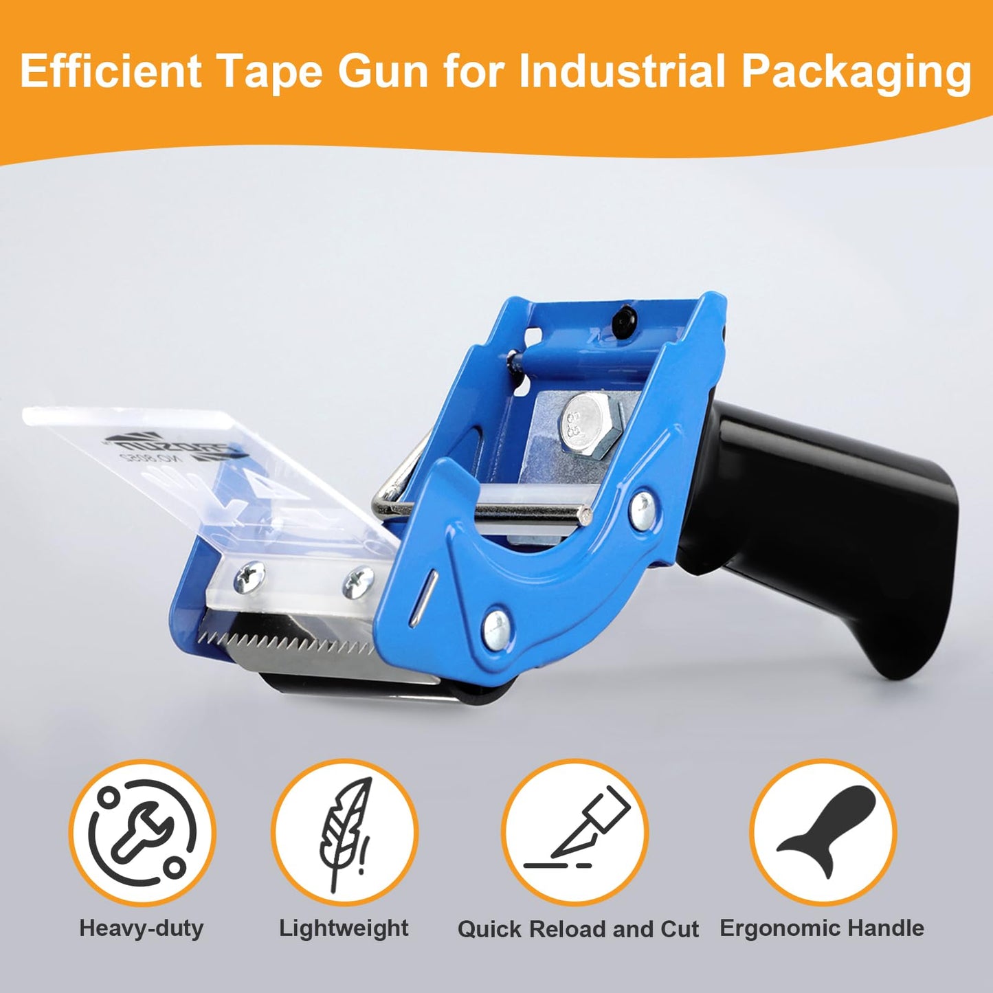 Professional 3-Inch Tape Gun Dispenser, 2-Pack Heavy-Duty Packing Tape Dispenser for Shipping Boxes, Quick Reload, Works with Standard & Thick Tape, Ergonomic Handle for Warehouse, Moving & Office