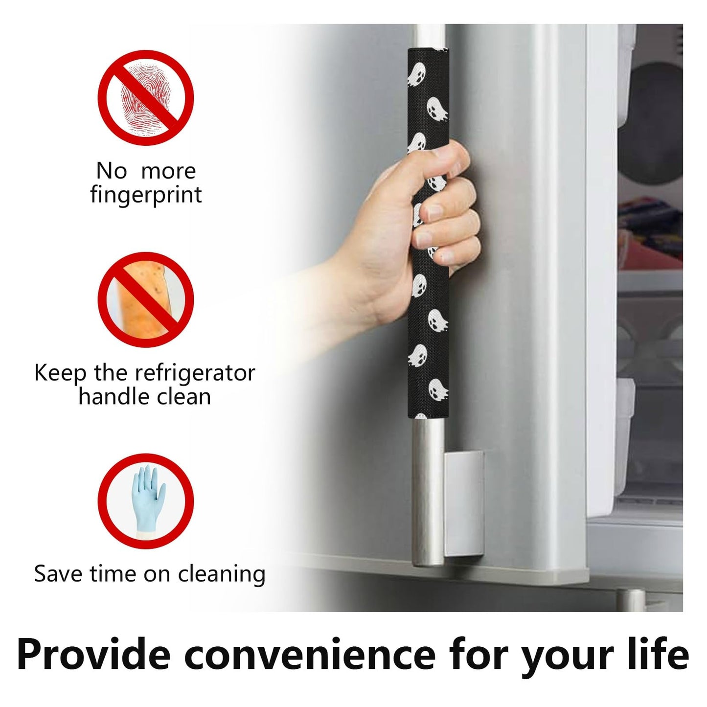 Eionryn Halloween Spooky Ghosts Refrigerator Door Handle Covers Kitchen Appliances Gloves for Microwave Dishwasher Fridge Door Cloth Protector 2pcs