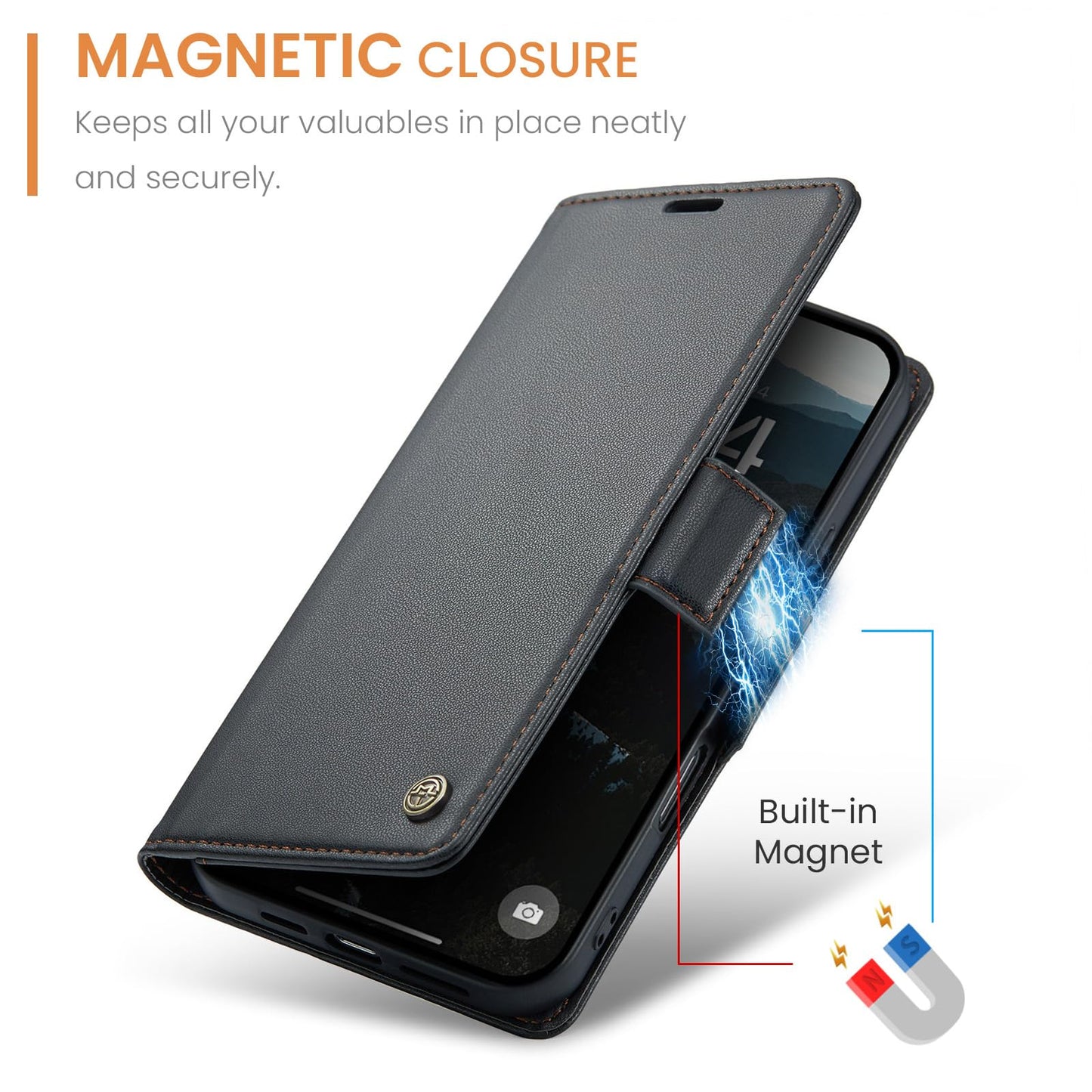 SINIANL Leather for iPhone 17 Pro Max Case Wallet, PU Leather Wallet Case Flip Folio RFID Blocking Card Holder Stand Phone Cover for iPhone 17 Pro Max, Black
