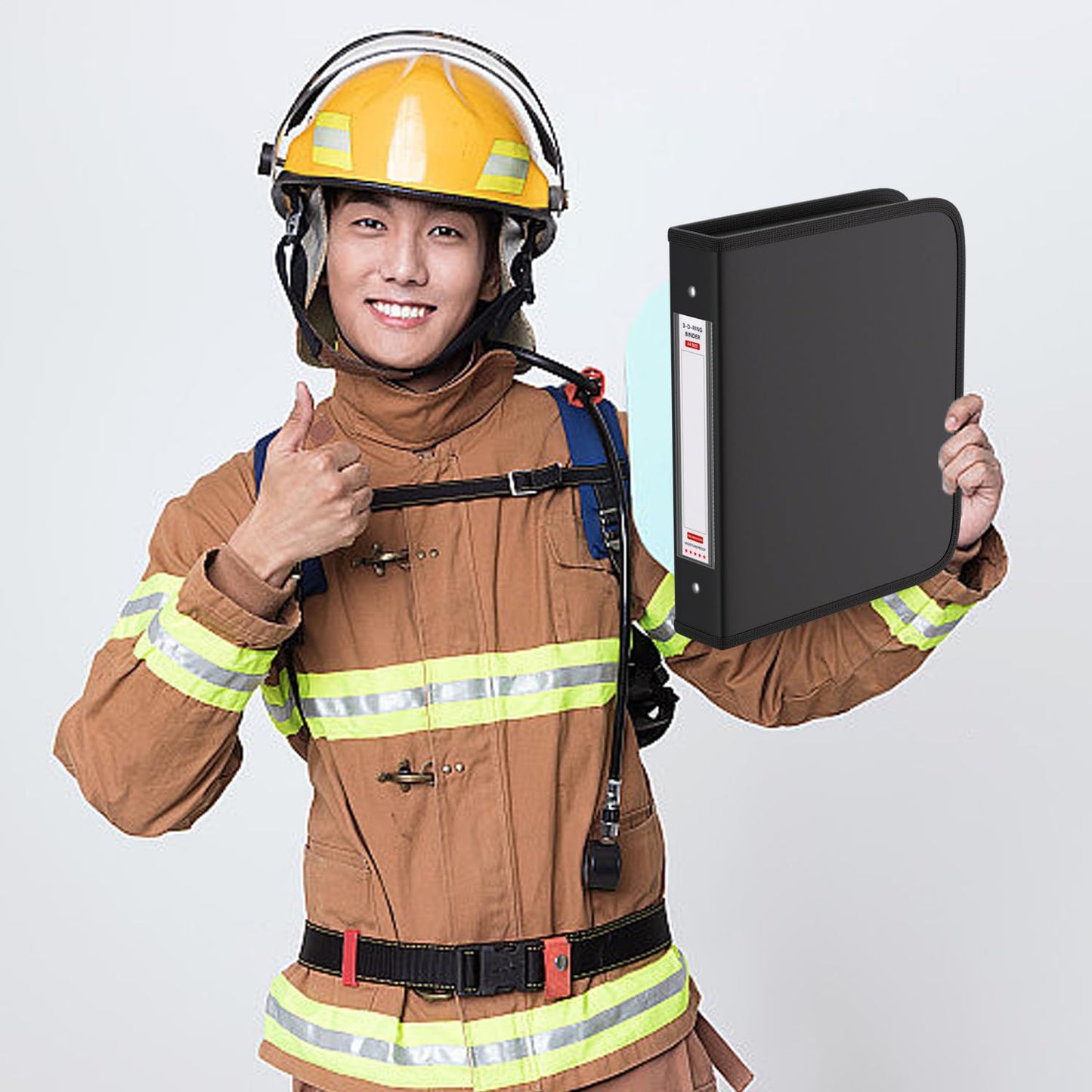 ZOOPIP Fireproof 3 Ring Binder with Zipper, 1.5 Inch D Rings Hold up 375 Sheets of 8.5" x 11" (A4), Compatible with Clear Page Protectors, Built-in Net and Pen Holder(Black, 1 Pcs)