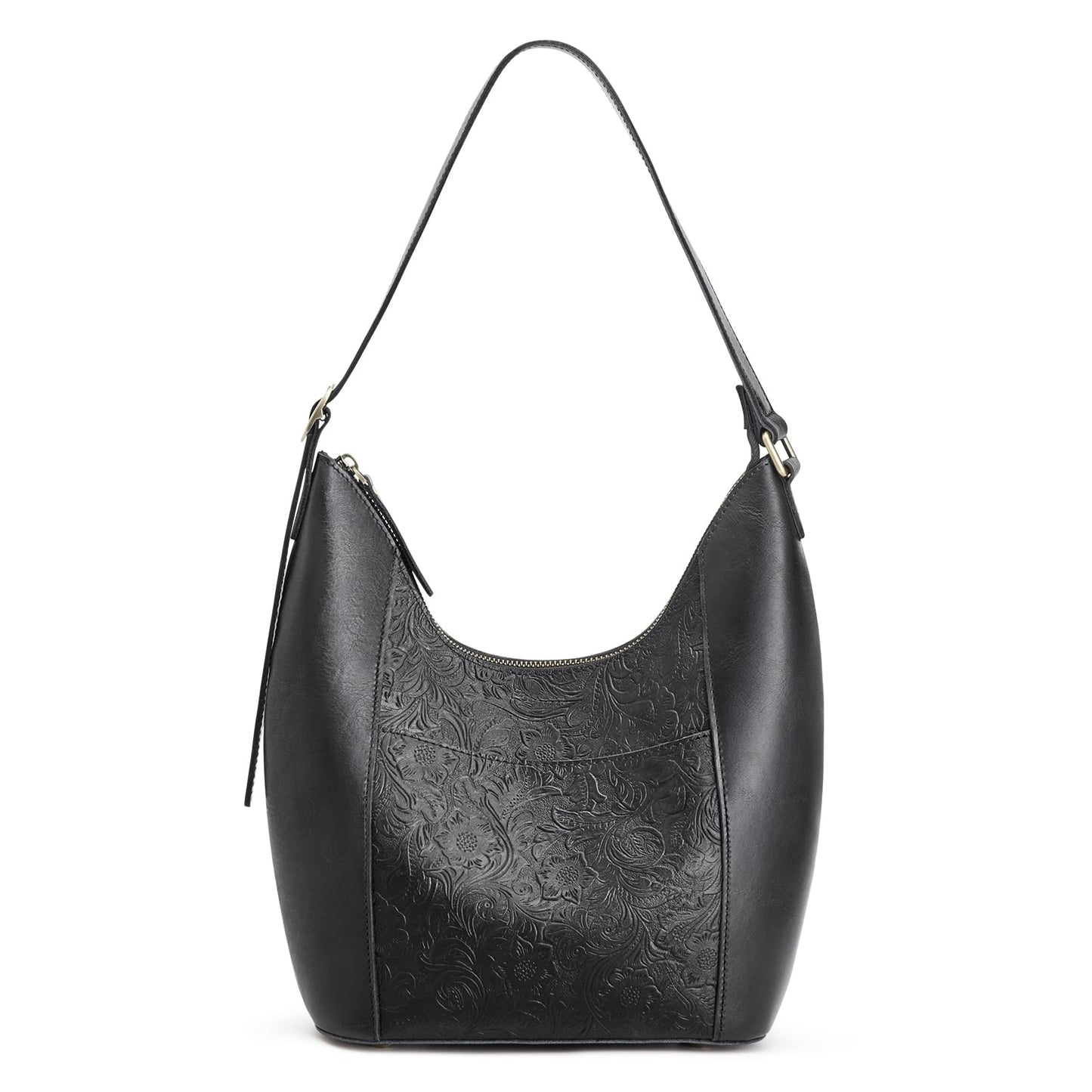 S-ZONE Leather Shoulder Bag for Women Hobo Bag Top Handle Handbag Satchel Purse Rose Pattern
