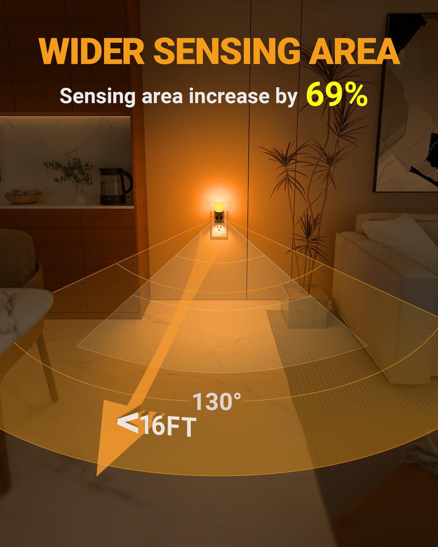 Lyridz LED Night Lights Plug into Wall with Motion Sensor, 1-150LM Dimmable Plug-in Nightlight Indoor for Bedroom, Bathroom, Hallway, Stairs, Pet House, Toilet, 2 Pack