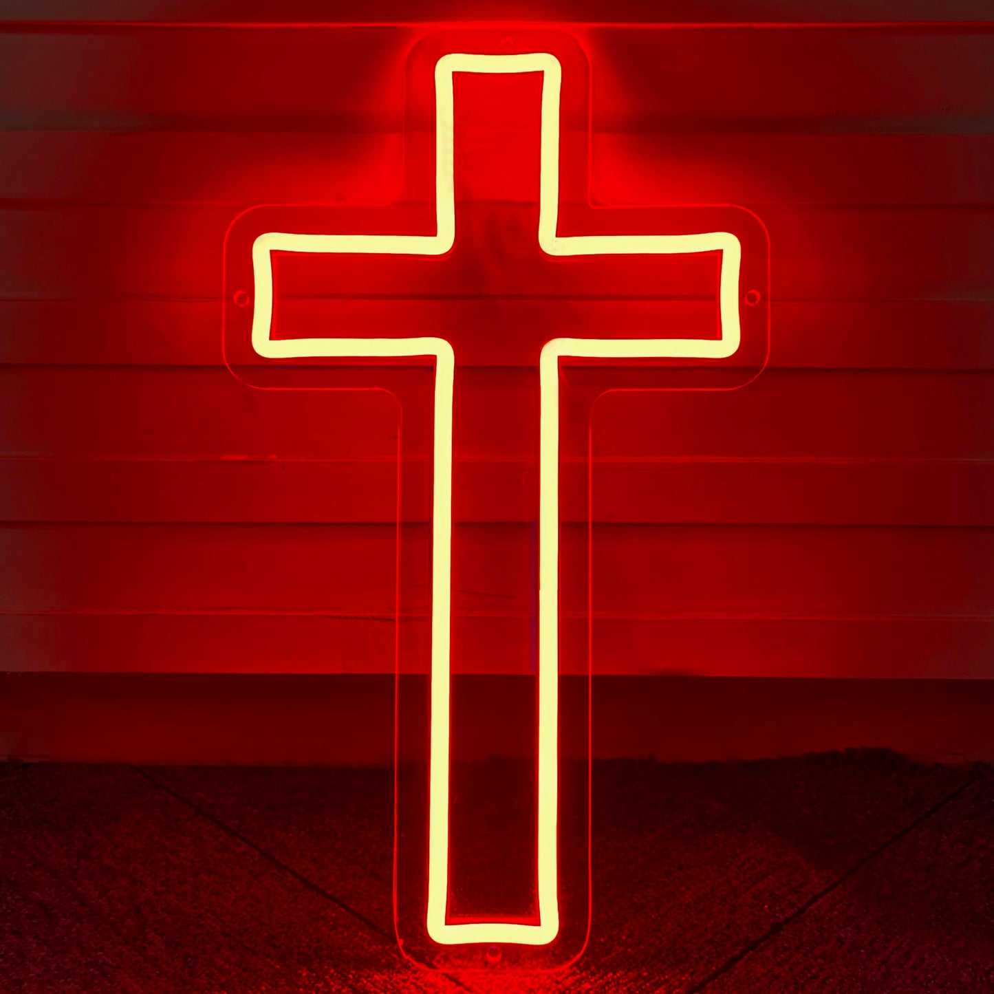 Jesus Cross Neon Sign Red Led Cross Lights Wall Decor Art Lamp Light-Upside Down Light Up Sign for Home Bedroom Christian Religious Room Easter Christmas
