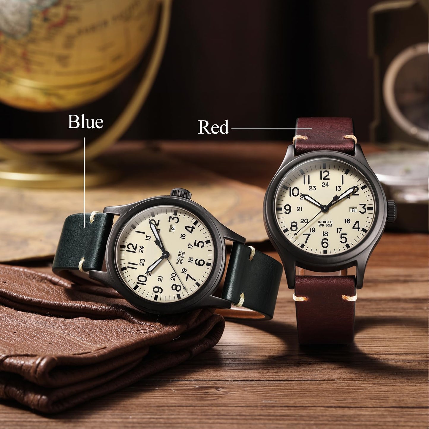 Getalia leather Watch Band Foldover Clasp Retro Oil wax Genuine Leather,18mm 19mm 20mm 21mm 22mm Quick Release Replacement Watch Straps for Men and Women (Wine Red Width-20mm)