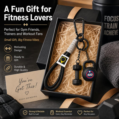 Exodmx Fitness Dumbbell & Kettlebell Keychain - Cute Mini Charm for Gym Lovers, Car/Bag/Purse Accessory (Gift for Men & Women)-black
