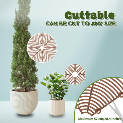 Fkereg 20.5 Inch Large Round Plant Pot Grid Cover, Cuttable Flower Pot Soil Covers Protectors from Animals, Dog Cat Digging Stopper with Deep Stakes for Indoor Outdoor Gardening (Black)
