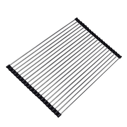Ahyuan Roll up Dish Drying Rack Over The Sink Kitchen Roll up Sink Drying Rack Portable Dish Drainer Foldable Dish Drying Rack (Warm Gray, 17.8''X17'')