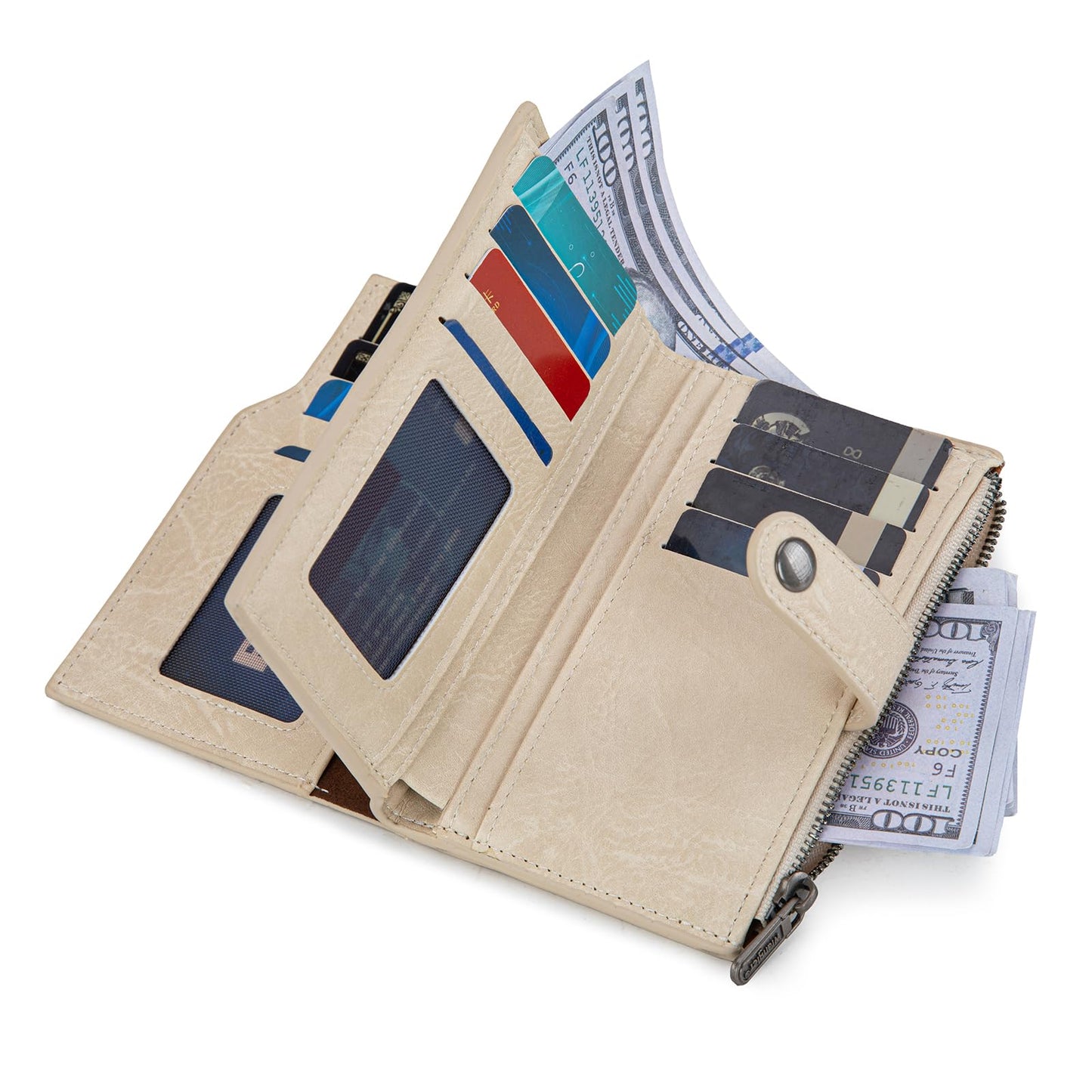 Wrangler Brown Wallets for Women Small Trifold Wallets, Card Cases & Money Organizers Large Capacity Credit Card Cash Wallet Ladies Female Clutch Travel Wallets with ID Window WG119-W0021BR